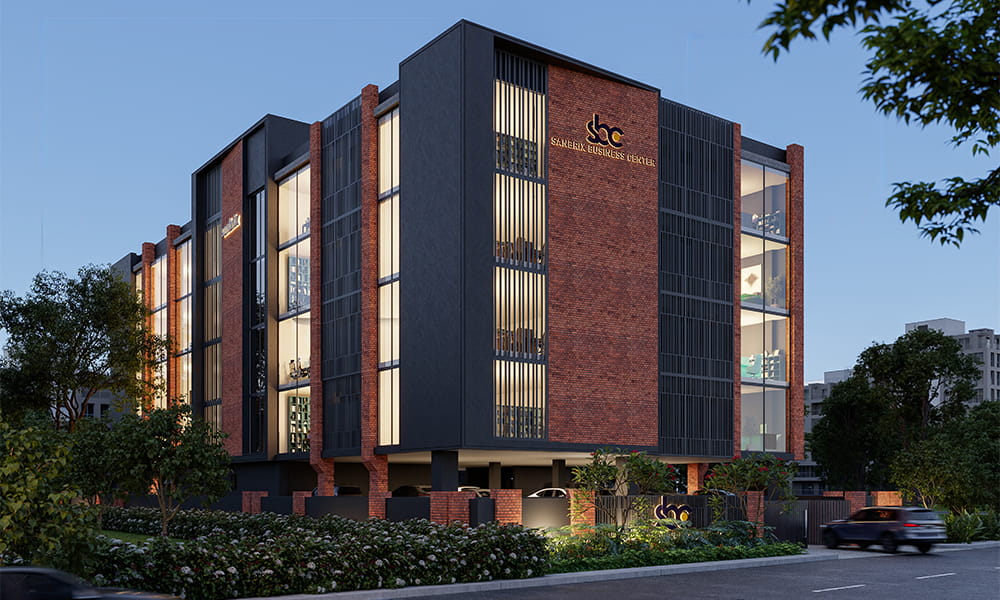 Sanbrix Business Center - Building Elevation at Dusk